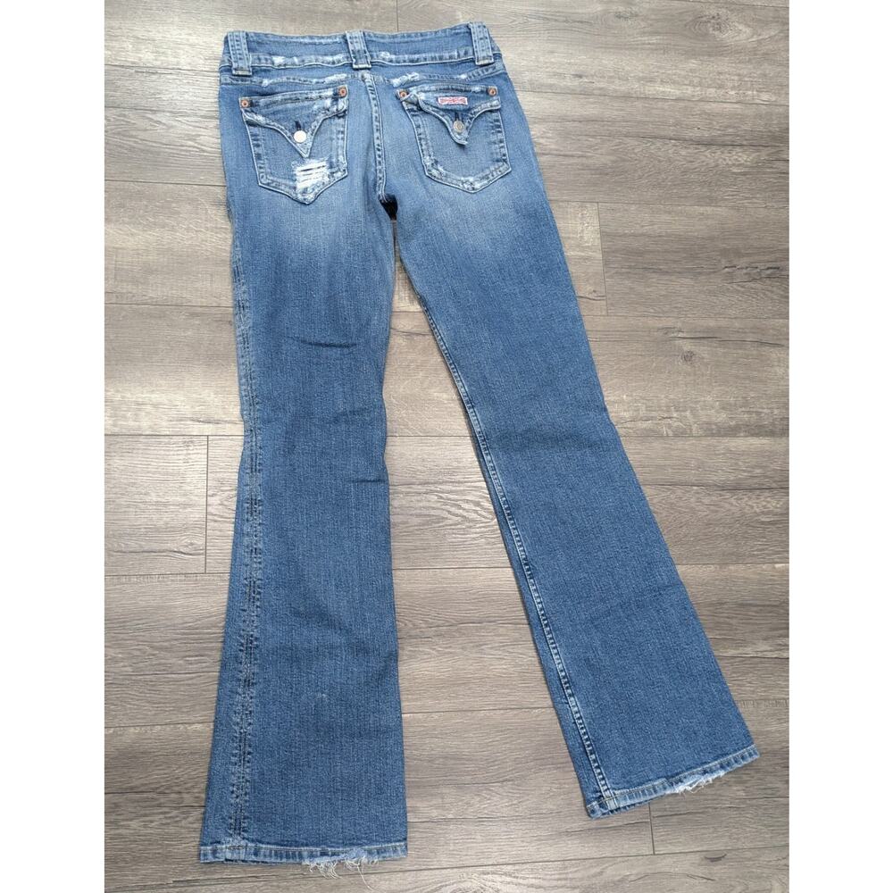 Hudson Beth Baby Bootcut Distressed Jeans Flap Pocket Union Jack LogoLong 31/33 - Picture 2 of 11